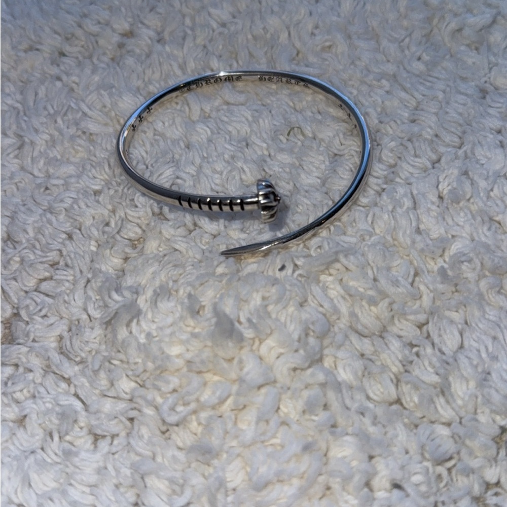 Silver nail bangle bracelet